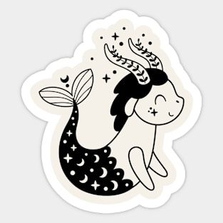 Capricorn Baby Zodiac Sign Black Sticker